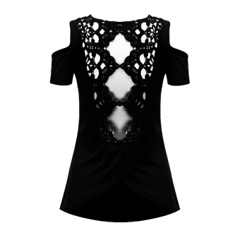 Zanzea Summer Sexy Women Hollow Off Shoulder Casual Short Sleeve Lace Splicing Crochet Blouse Tank Backless Split Tops Black June 2018 - 4 Zanzea Summer Sexy Women Hollow Off Shoulder Casual Short Sleeve Lace Splicing Crochet Blouse Tank Backless Split Tops Black - 4