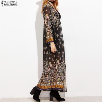 ZANZEA Vintage Womens Long Sleeve Boho Floral Printed Chiffon Kimono V-Neck Summer Beach Maxi Long Jacket Cardigan Tops - Intl June 2018 - 3 ZANZEA Vintage Womens Long Sleeve Boho Floral Printed Chiffon Kimono V-Neck Summer Beach Maxi Long Jacket Cardigan Tops - intl - 3