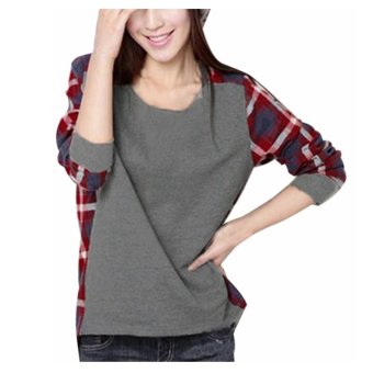 Zanzea Women Casual Long Sleeve Round Neck Check Plaid Casual Loose Tops Shirt Blouse Grey April 2018 - 2 Zanzea Women Casual Long Sleeve Round Neck Check Plaid Casual Loose Tops Shirt Blouse Grey - 2
