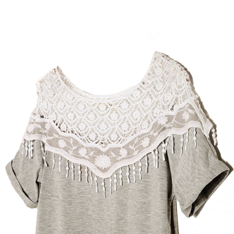 Zanzea Women Lace Hollow Boat Neck Short Sleeve (Grey) June 2018 - 3 Zanzea Women Lace Hollow Boat Neck Short Sleeve (Grey) - 3