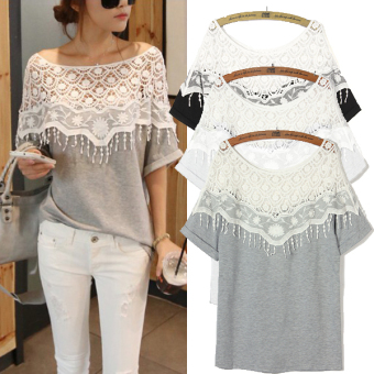 Zanzea Women Lace Hollow Boat Neck Short Sleeve (Grey) June 2018 - 5 Zanzea Women Lace Hollow Boat Neck Short Sleeve (Grey) - 5