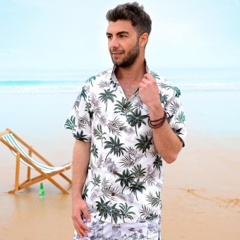 ZMGANG Men's Pure Cotton Short-Sleeved Hawaii Shirt