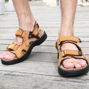 ZNPNXN Leather Men'sFashion Shoes Sandals(Khaki) - Intl June 2018 - 3 ZNPNXN Leather Men'sFashion Shoes Sandals(Khaki) - Intl - 3