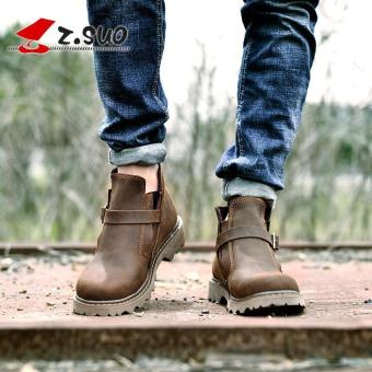 Z.SUO Men's Fashion Straps Biker Boots Cowhide Leather Shoes (DarkBrown) - Intl May 2018 - 2 Z.SUO Men's Fashion Straps Biker Boots Cowhide Leather Shoes (DarkBrown) - intl - 2