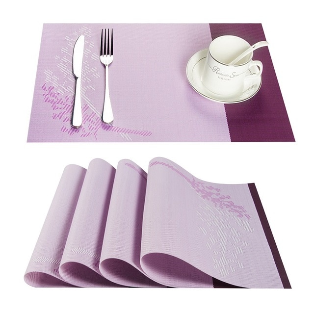 4/6/8 Pcs Placemats สำหรับรับประทานอาหาร Place Mat พีวีซีล้างได้ห้องครัวอุปกรณ์เสริมบนโต๊ะอาหารถ้วยไวน์ลื่น PVC Pad สีดำสีน้ำตาล