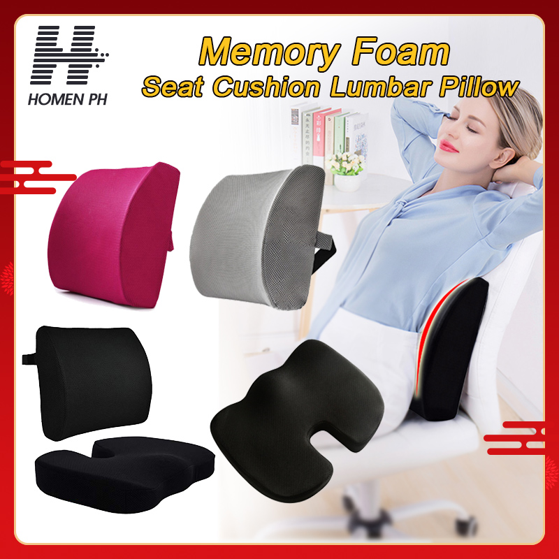 High Quality Memory Foam Seat Cushion Lumbar Support Lumbar Pillow Waist Support Breathable Mesh Cover Back Pain Relief For Office Chair Home Car HOMEN PH Lazada PH