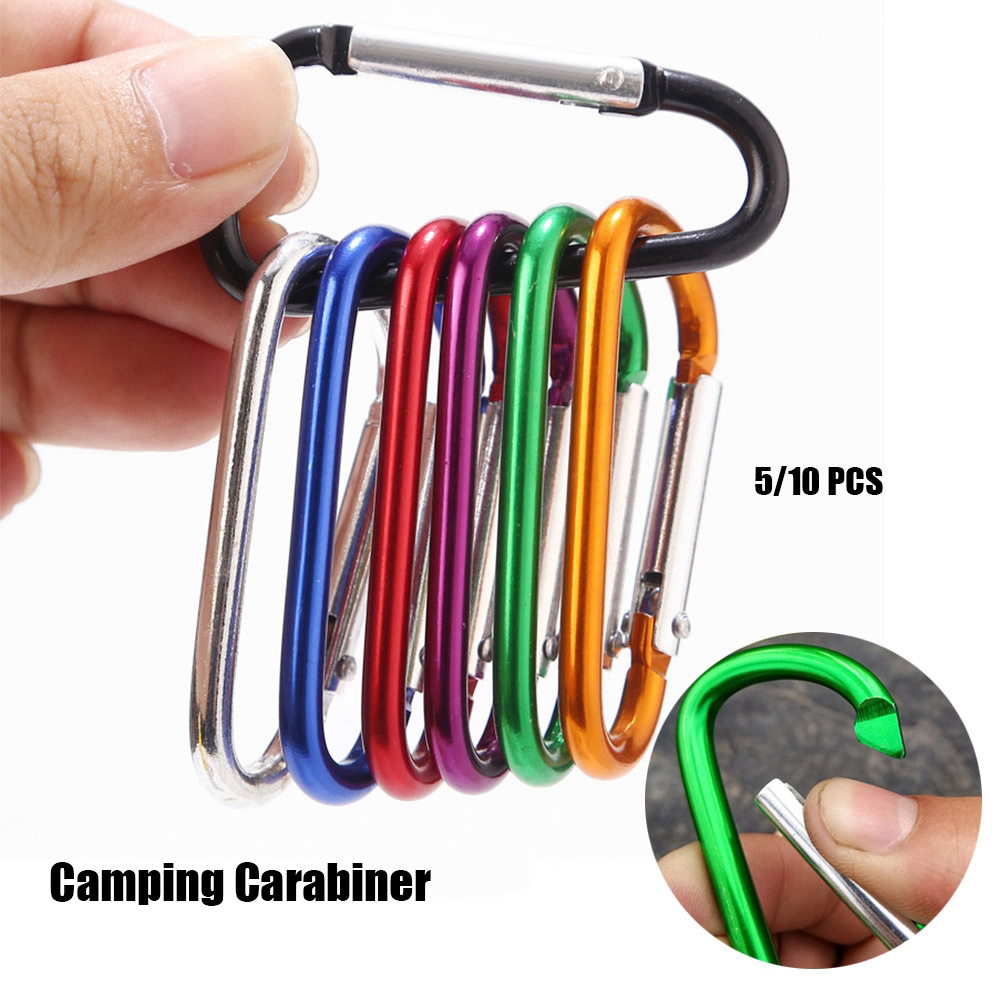 AGONIE กีฬา5/10Pcs คุณภาพสูง7สีอลูมิเนียมอุปกรณ์ความปลอดภัย Camping Hiking Hook Carabiner หัวเข็มขัดไต่เขาพวงกุญแจหัวเข็มขัด