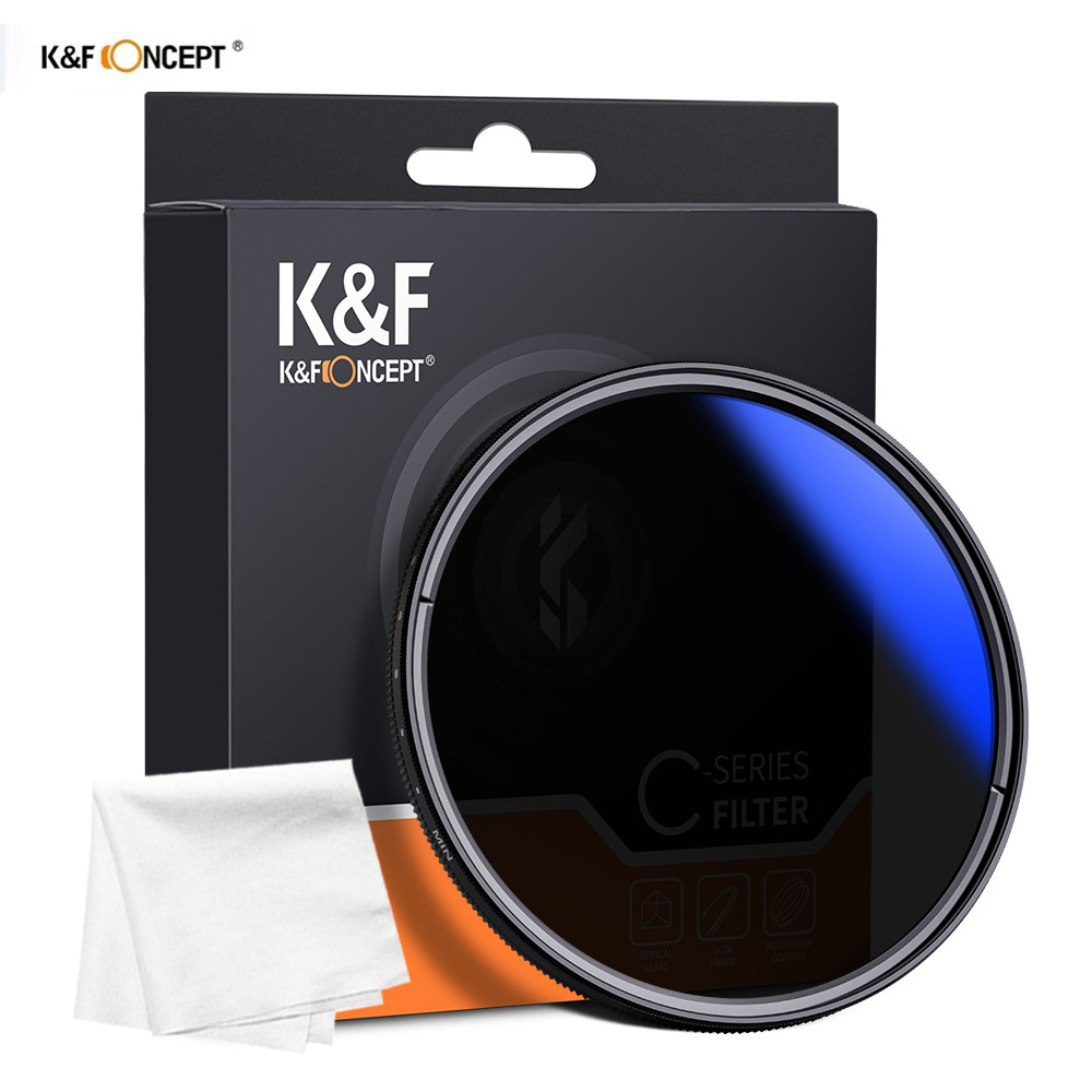 K&f concept nd2 to nd400 37/40.5/43/46/49/52/58/62/67/77/82mm nd lens filter slim fader variable adjustable neutral density blue coated camera filter with lens cleaning cloth