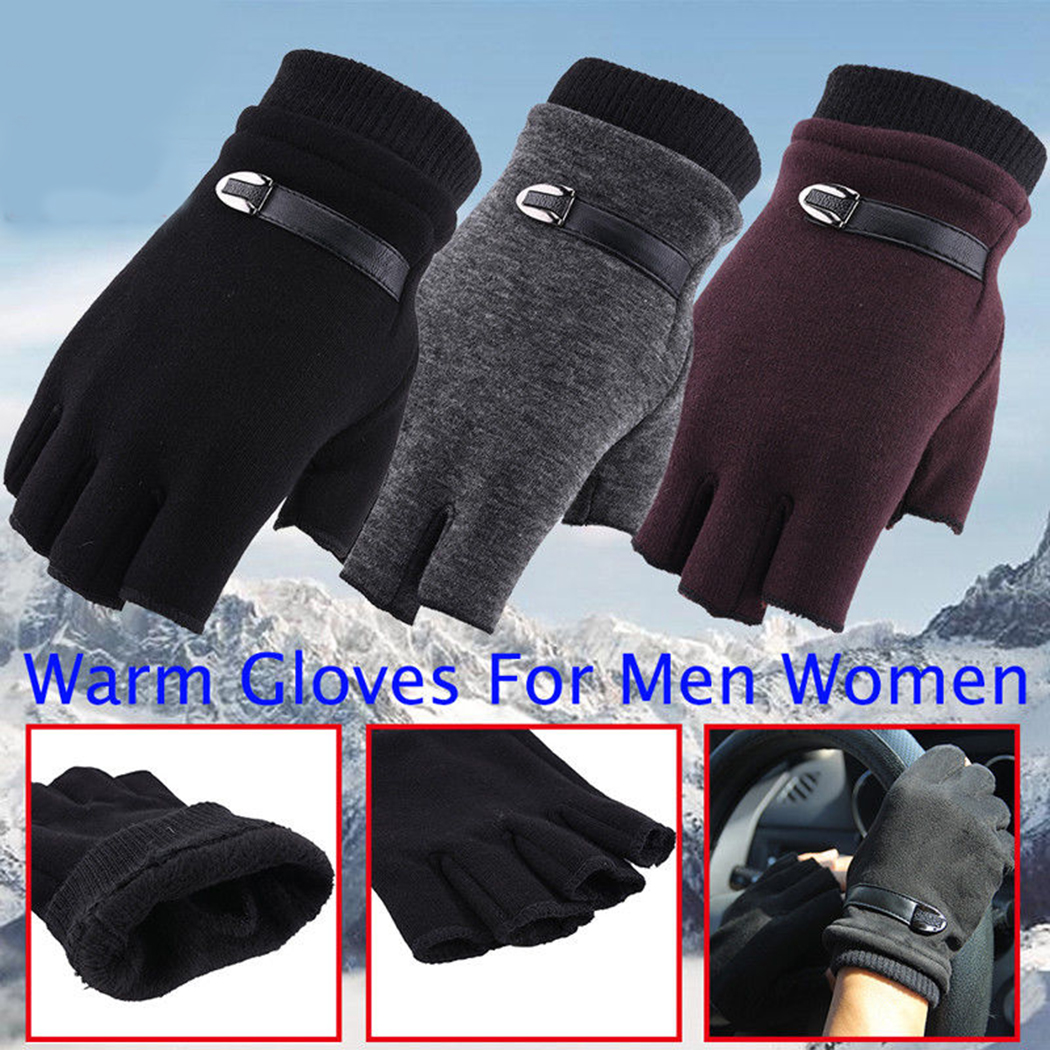 GRNGRENG6 Womens Car Driving Keep Warming Soft Half Finger Warm Gloves Mittens Winter Gloves