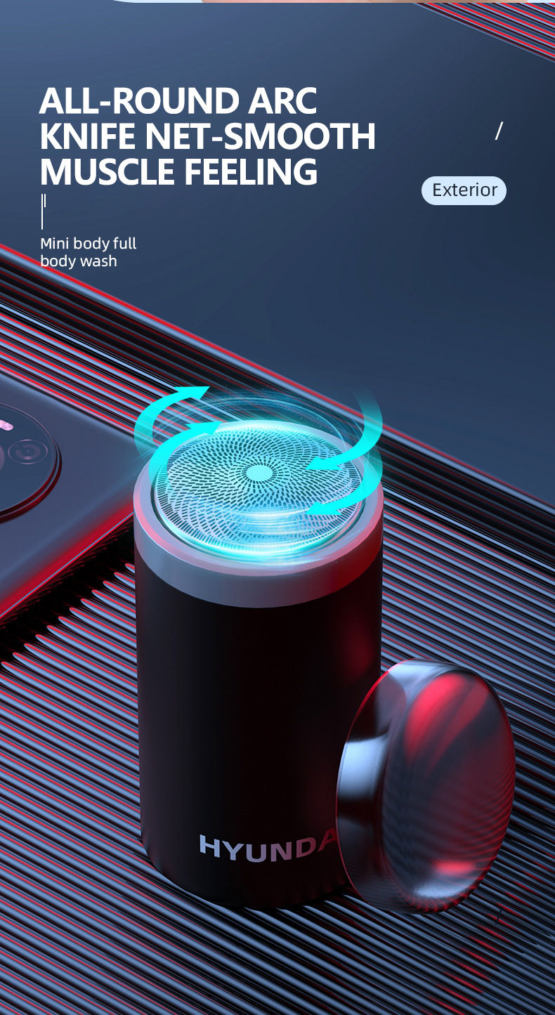 HYUNDAI Mini Portable Electric Shavers Professional Three Blade with ...