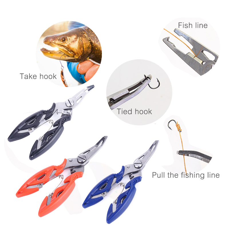 Fishing Plier Scissor Braid Line Lure Cutter Fishing Hook Remover Fish Use  Tongs Multi-Function Scissors Split Ring Fishing Gears Accessories Black  Orange