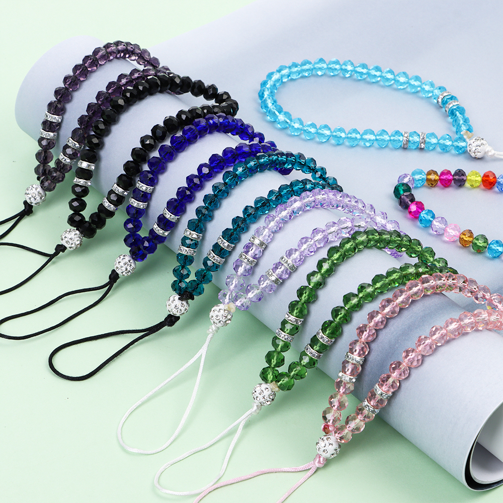 SWRJGM SHOP New Colorful Artificial Crystal Women Cell Phone Case Hanging Cord Phone Hang Rope Phone Chain Mobile Phone Strap Lanyard