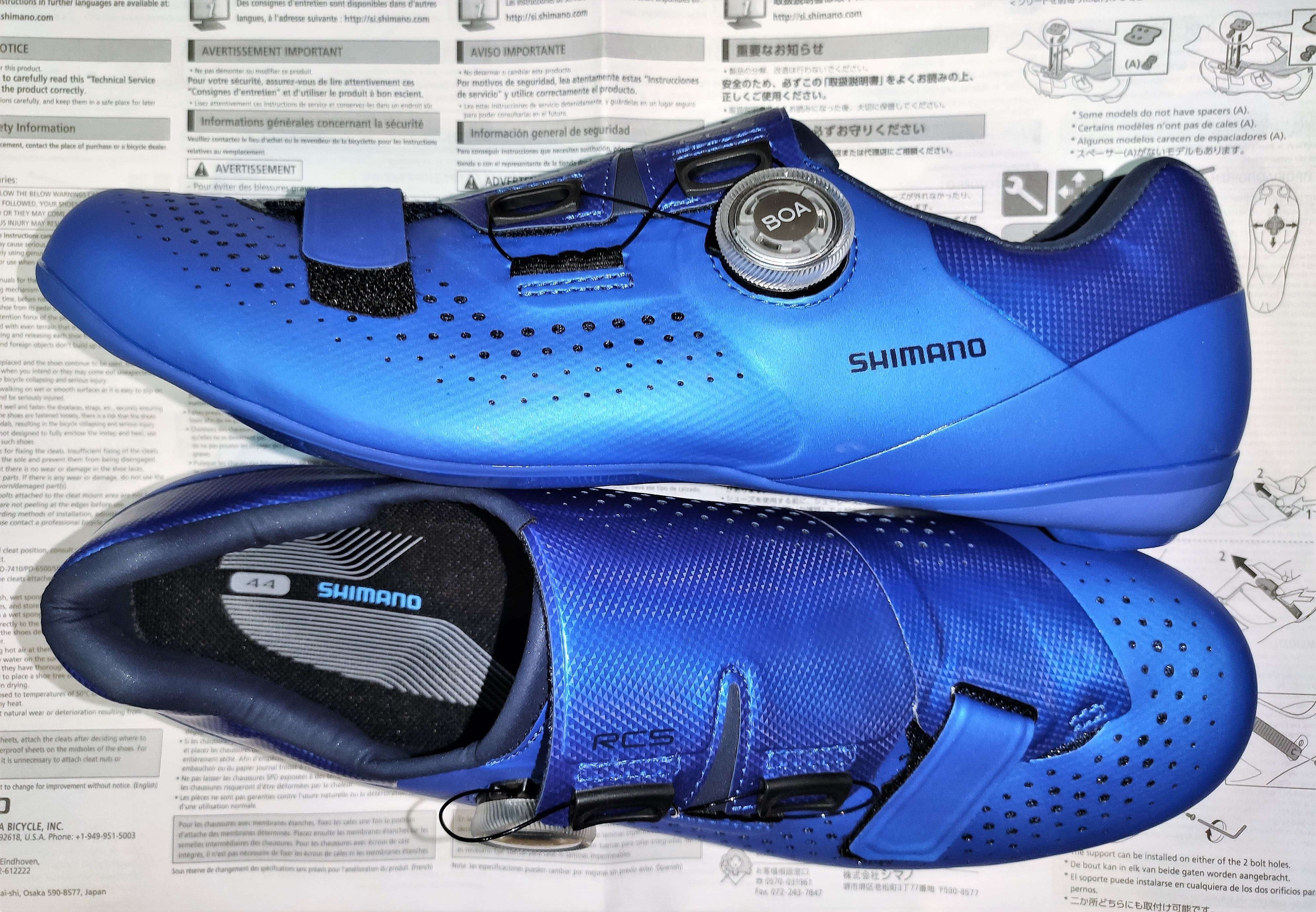 shimano blue cycling shoes
