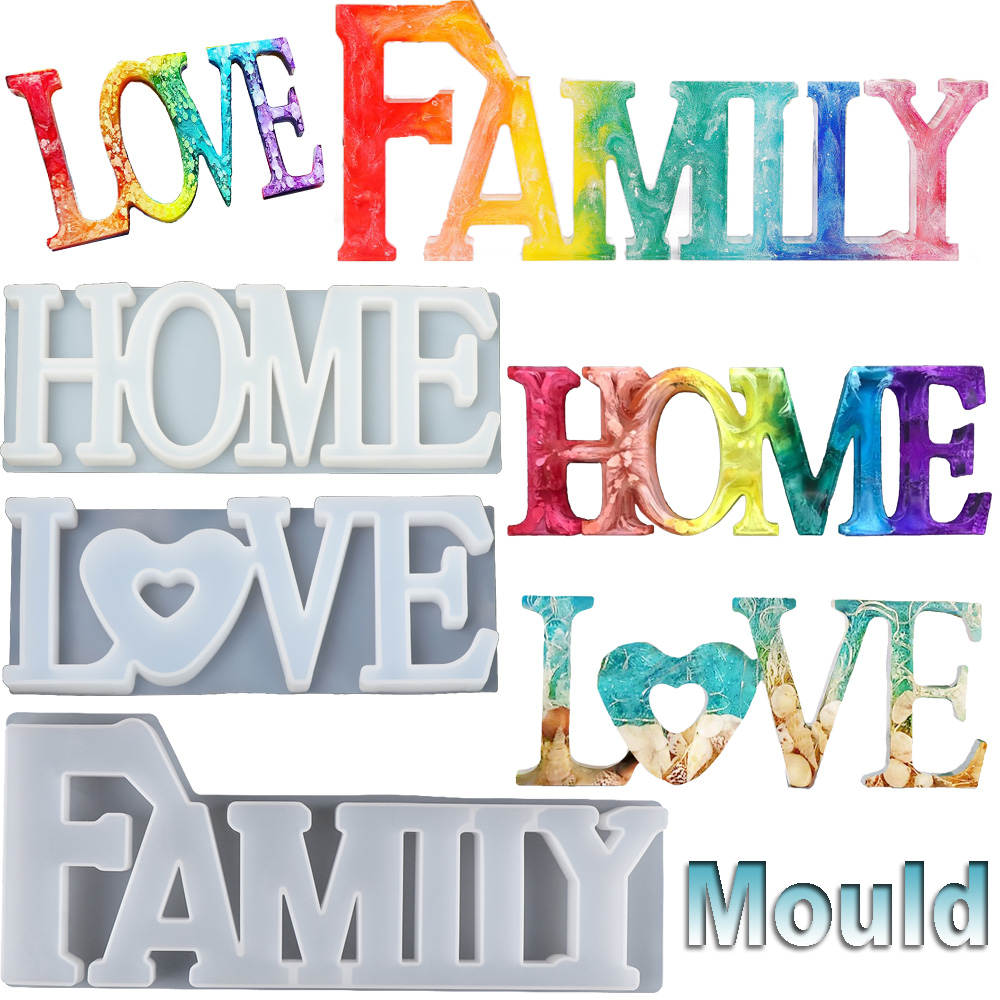 JAR4Z5K58 DIY Handmade Letters LOVE/HOME/FAMILY LOVE Sign Resin Mold Silicone Casting Mould Jewelry Making Molds Crystal Glue