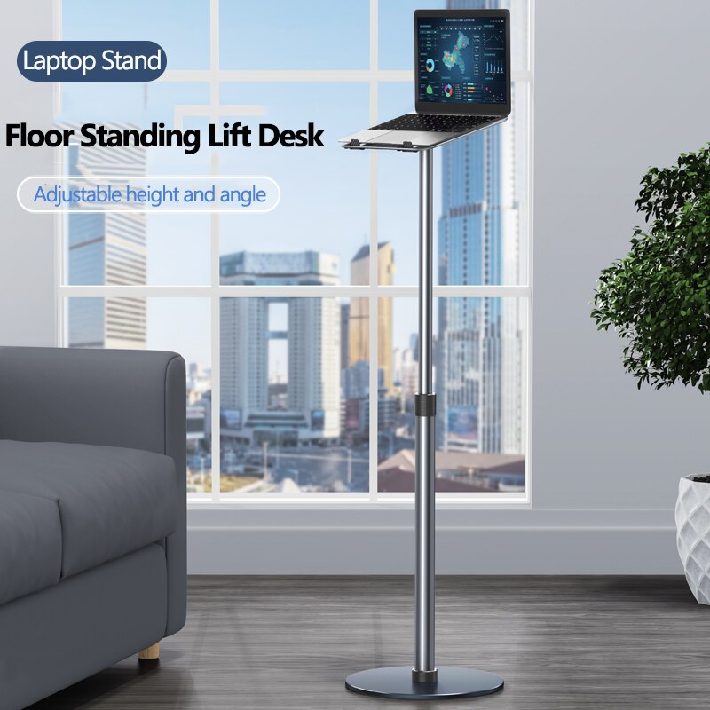 Oatsbasf Floor Standing Lift Laptop Stand Holder Projector Desk Height Adjustable Metal Universal Tablet Stand Notebook Desk Laptop Stands ราคา 11,746 บาท*ส่งฟรี
