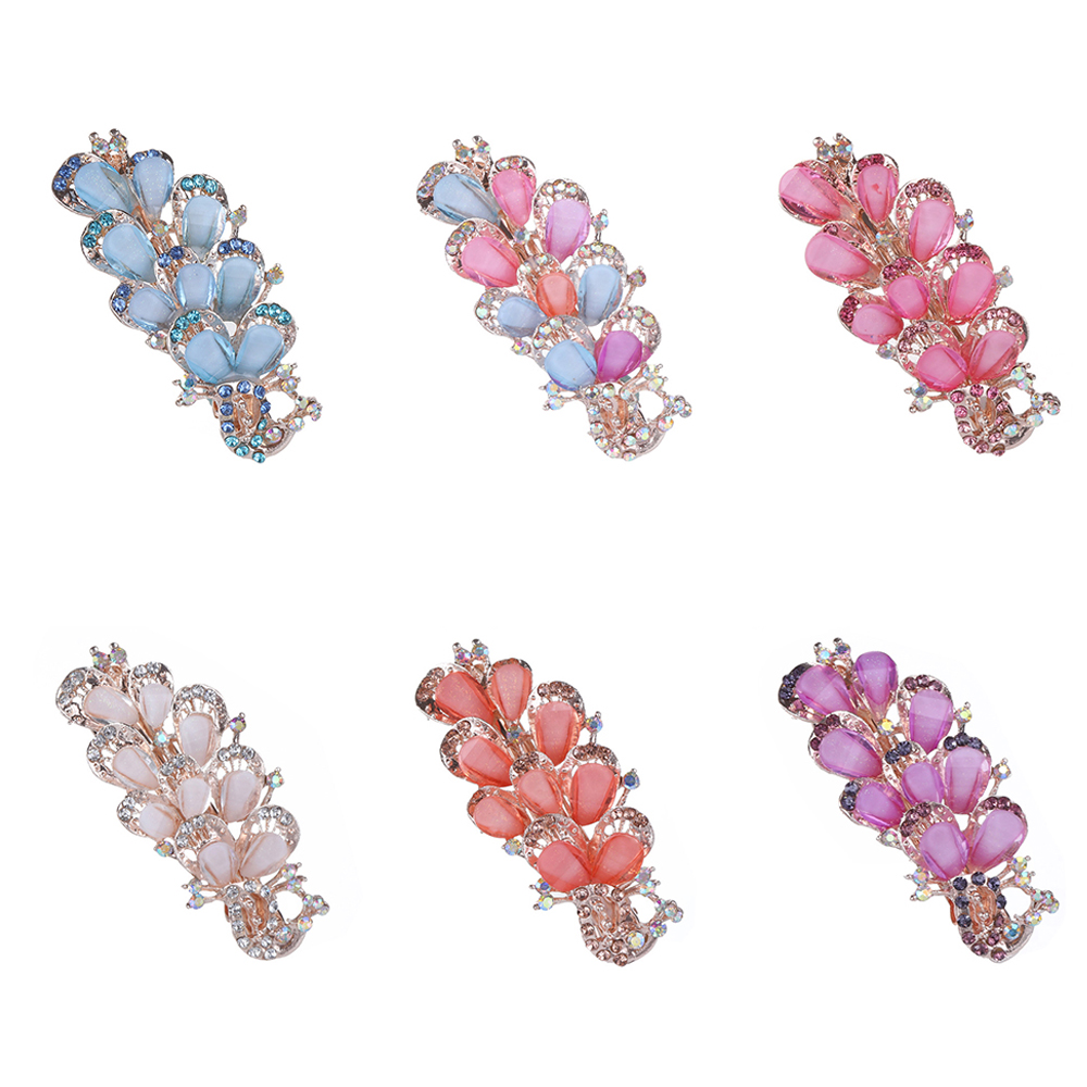 BUBBLE FASHION Jewelry Butterfly Peacock Hairgrip Rhinestone Hairpins Flower Hair Clip Crystal Barrettes Horsetail Headwear Ponytail Holder