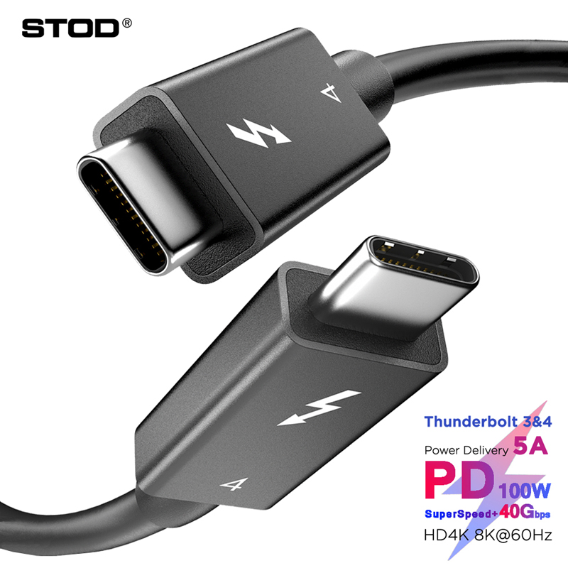 Thunderbolt 4 Cable 40gbps Type C Display 4K 60Hz 8K Video HDMI PD 100W Custom Logo OEM USBC Long Sh
