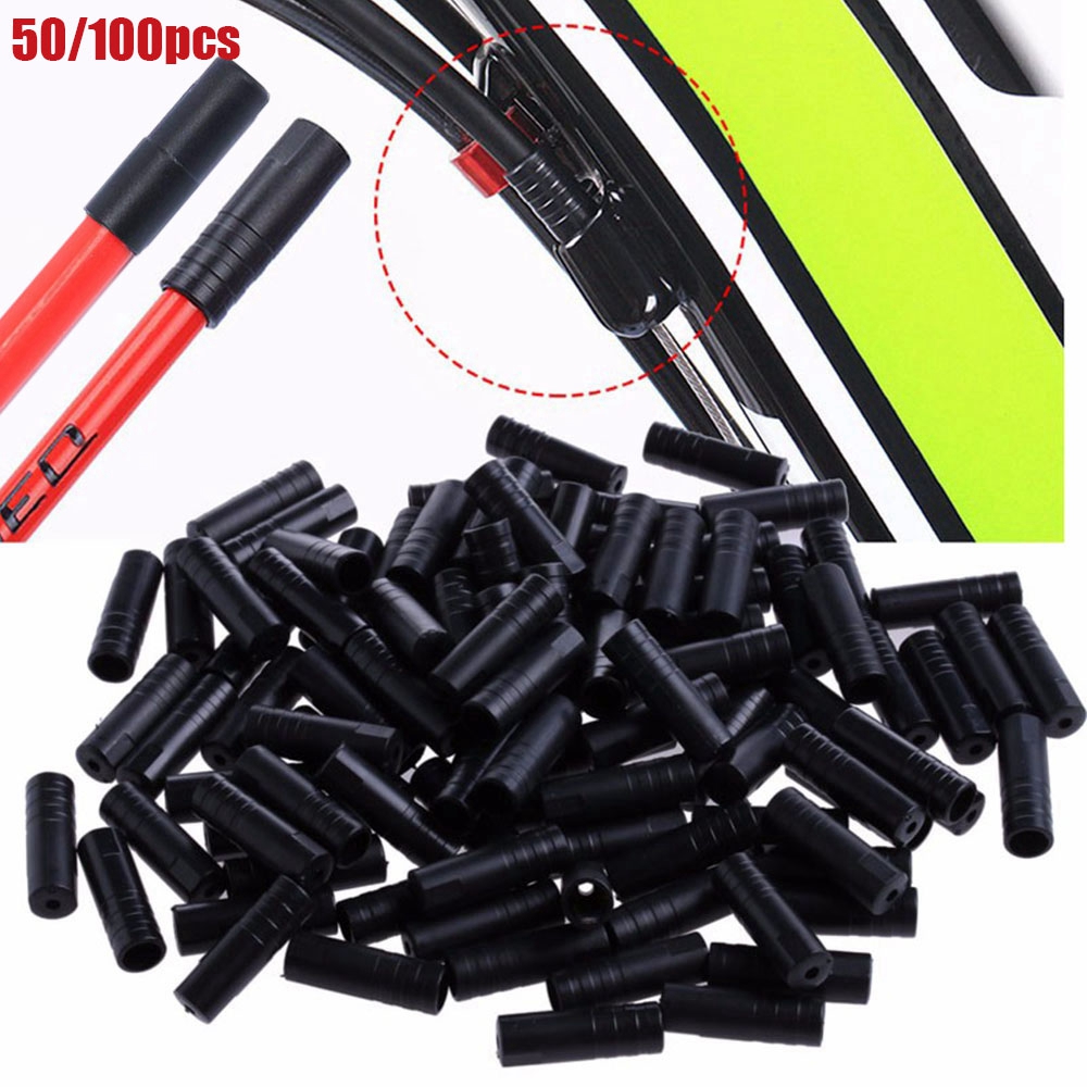 ULBVZD77G 50/100Pcs 4/5Mm MTB อุปกรณ์เสริมสำหรับจักรยานสีดำหมวกพลาสติกปลายจีบจักรยานเกียร์สำหรับเบรกสายเคเบิลจักรยาน Shift/ฝาเบรค