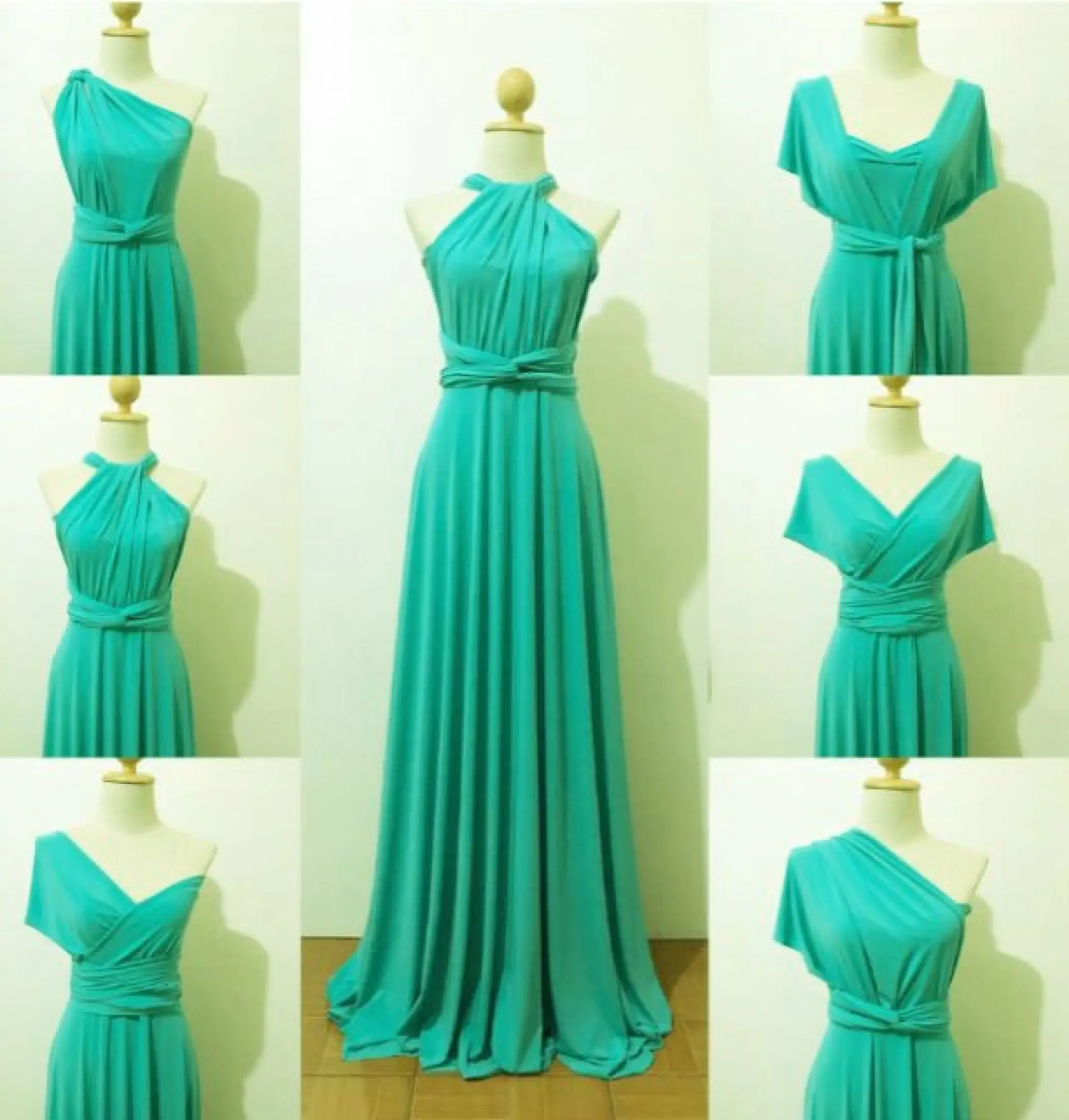 turquoise green gown