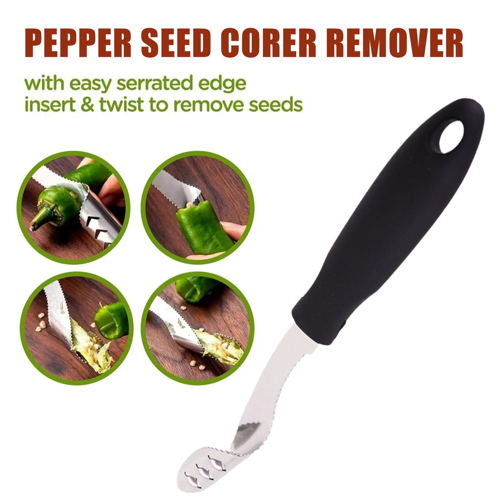 Black Stainless Steel Pepper Corer Seeder O0A2