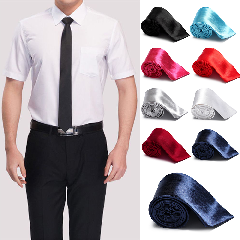 F5OA2UDWC Party Wedding 8cm Width Formal Classic Business Necktie Slim Tie Polyester Solid Color
