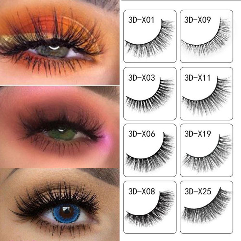 WEANBU7สีดำหนานุ่มยาวจริง100% 3D ปริมาณธรรมชาติขนตาปลอม Fake Eye Lashes แต่งหน้า Mink