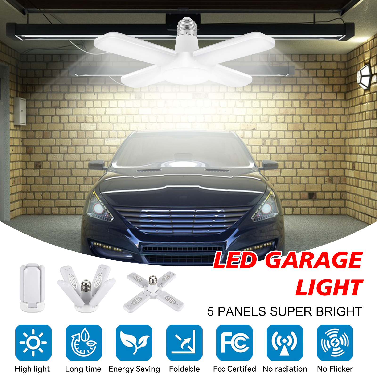LED Light Bulbs Industrial Lighting E27 Led Garage Light 360 Degrees  Deformable Folding Lamp LED Bulb For Home Outdoor （4+1 Leaf ） 【sirteng】  Lazada PH