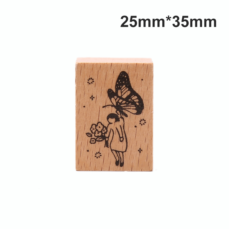 PINGZ Vintage Wooden Rubber Stamp For DIY Stationery Scrapbooking Handbook Diary Decor