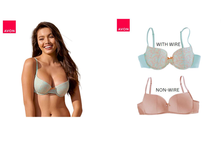 Avon Official Store THEA Non-Wire 2-pc Bra Set for Woman Our 2-in-1  High-Quality Floral Print Push-Up Lingerie - Seamless, Wireless, and Made  with Soft Mesh for Ultimate Comfort and Support in Korean