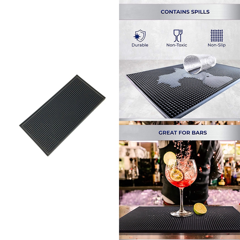Talisman Designs Original Multi-Use Cocktail Bar Mat for Countertop | 9 x  12 | Black | Versatile Bar Spill Mat | Slice & Prep Cutting Board |  Non-Slip