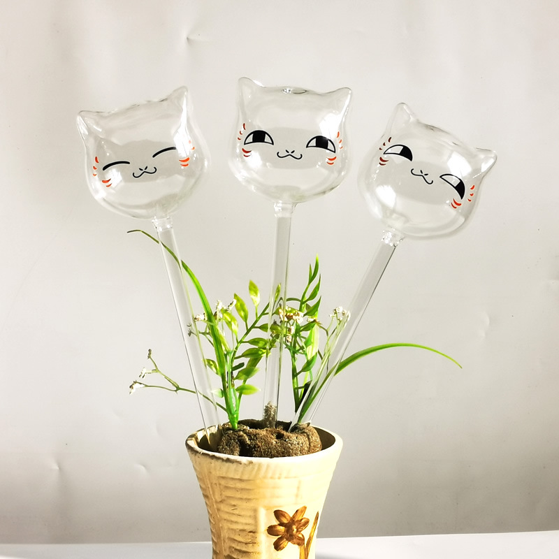 【HOT】 Dụng Cụ Tưới Hoa Thủy Tinh Mèo Dễ Thương Dụng Cụ Tưới Hoa Tự Động Tưới Nước Thấm Nước Sáng Tạo Cho Người Lười
