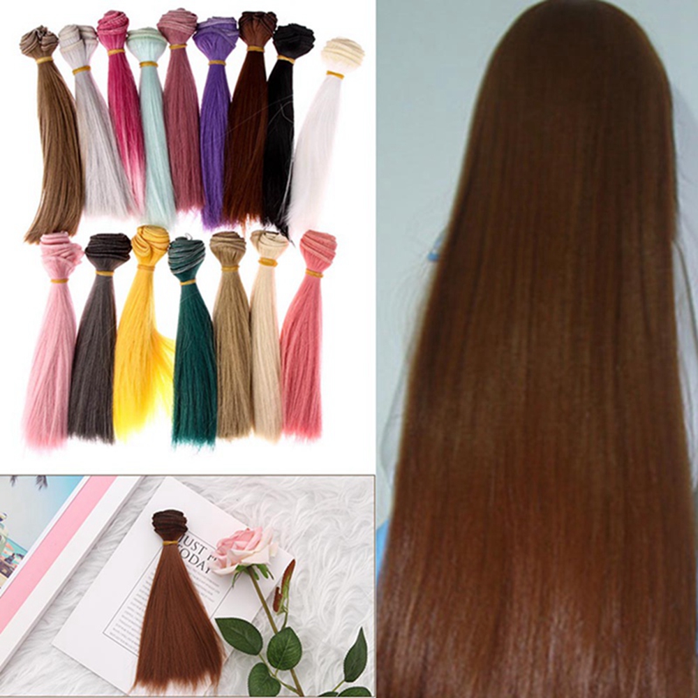 ARQEAR529453 1PC High Quality 15 colors Synthetic Fiber 15cm Long Straight DIY Dolls Accessories Doll Wigs Wig Hair