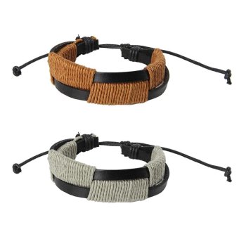 1 Pair Lovers Leather Bracelets For Couple Gift - Intl June 2018 - 2 1 Pair Lovers Leather Bracelets for Couple Gift - intl - 2