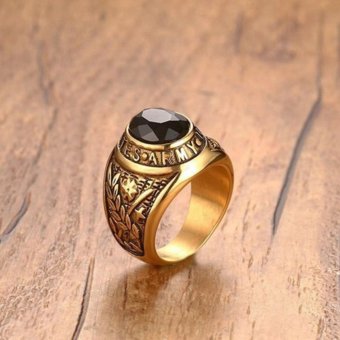 18K Gold Black Zircon Stone Stainless Steel USA Army Ring Mens Jewelry Size 8-12 - Intl June 2018 - 4 18K Gold Black Zircon Stone Stainless Steel USA Army Ring Mens Jewelry Size 8-12 - intl - 4