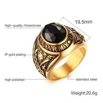 18K Gold Black Zircon Stone Stainless Steel USA Army Ring Mens Jewelry Size 8-12 - Intl June 2018 - 2 18K Gold Black Zircon Stone Stainless Steel USA Army Ring Mens Jewelry Size 8-12 - intl - 2
