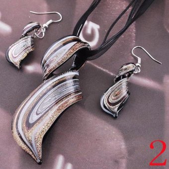 2017 Fashion Glass Pendant Necklace Earrings Set Womens Twisty Lampwork Glass Earring Sets - Intl June 2018 - 2 2017 Fashion Glass Pendant Necklace Earrings Set Womens Twisty Lampwork Glass Earring Sets - intl - 2