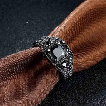 2pcs In 1 Set Cubic Zircon Rings Sets For Men Women Couples(Black) - Intl June 2018 - 5 2pcs in 1 Set Cubic Zircon Rings Sets For Men Women Couples(Black) - intl - 5