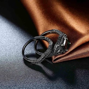 2pcs In 1 Set Cubic Zircon Rings Sets For Men Women Couples(Black) - Intl June 2018 - 4 2pcs in 1 Set Cubic Zircon Rings Sets For Men Women Couples(Black) - intl - 4