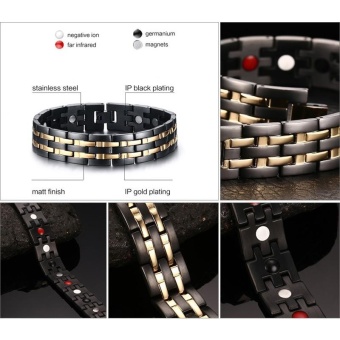 4 In 1 Bio Magnetic Bracelet Black Color IPG Gold Plated PowerSports Bracelets For Men Energy Bangles Hand Chain 10114 - Intl June 2018 - 3 4 In 1 Bio Magnetic Bracelet Black Color IPG Gold Plated PowerSports Bracelets For Men Energy Bangles Hand Chain 10114 - intl - 3