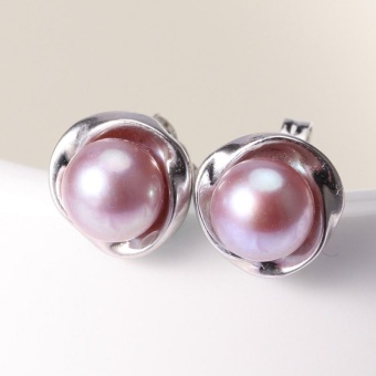 925 Sterling Silver7-8mm Natural Freshwater Cultured Flower Shaped Pearl Earring - Intl June 2018 - 3 925 Sterling silver7-8mm Natural Freshwater Cultured Flower Shaped Pearl Earring - intl - 3