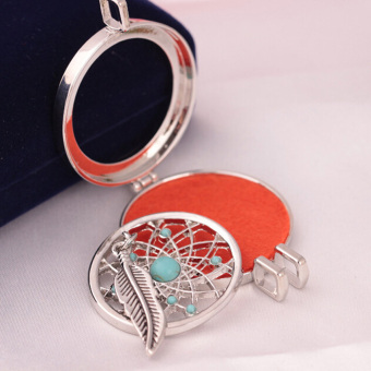 Aromatherapy Essential Oil Feather Turquoise Diffuser LocketNecklace With Pads - Intl June 2018 - 5 Aromatherapy Essential Oil Feather Turquoise Diffuser LocketNecklace with Pads - intl - 5