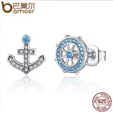BAMOER 925 Sterling Silver Blue Anchor & Rudder Pendants & Necklaces Jewelry Sets Sterling Silver Jewelry ZHS035 - Intl September 2018 - 3 BAMOER 925 Sterling Silver Blue Anchor & Rudder Pendants & Necklaces Jewelry Sets Sterling Silver Jewelry ZHS035 - intl - 3