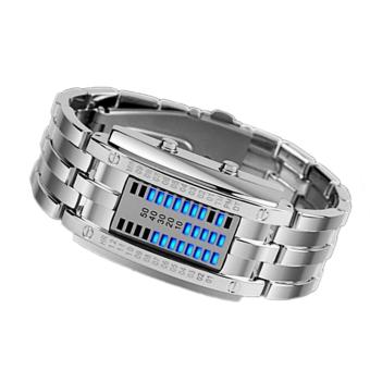 Binary Matrix Blue LED Waterproof Digital Wrist Watch Silver For Women June 2018 - 2 Binary Matrix Blue LED Waterproof Digital Wrist Watch Silver for Women - 2