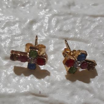 Earring With Cross Faith Design With Gems Stone Hypoallergenic June 2018 - 2 Earring with Cross Faith design with Gems stone hypoallergenic - 2