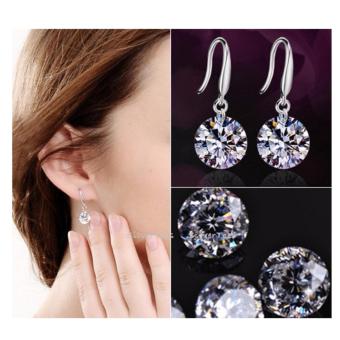 Elegant Ladies Silver Plated CZ Drop Earrings Cubic Zirconia 8mm June 2018 - 2 Elegant Ladies Silver Plated CZ Drop Earrings Cubic Zirconia 8mm - 2