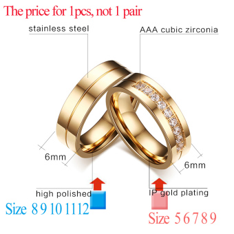 Fashion Couple Rings Gold Plated Ring For Women Man Cubic ZirconiaCZ Diamond Wedding Band Stainless Steel Romantic Jewelry - Intl June 2018 - 2 Fashion Couple Rings Gold Plated Ring for Women Man Cubic ZirconiaCZ Diamond Wedding Band Stainless Steel Romantic Jewelry - intl - 2