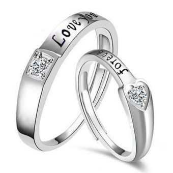 Fashion Lovers Rings Silver Adjustable Couple Ring Jewelry E026 - Intl May 2018 - 2 Fashion Lovers Rings Silver Adjustable Couple Ring Jewelry E026 - intl - 2