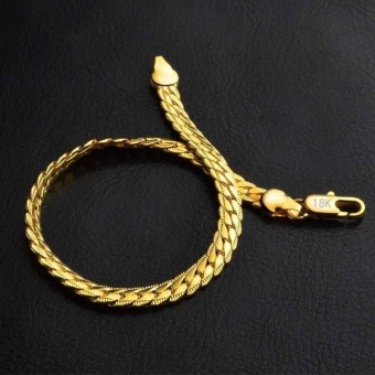 Fashion Men 18k Golden Gold Full Side Shrimp Buckle Bracelet - Intl June 2018 - 3 Fashion Men 18k Golden Gold Full Side Shrimp Buckle Bracelet - intl - 3
