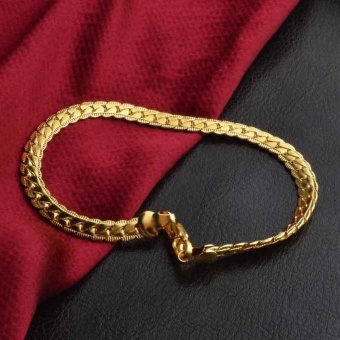 Fashion Men 18k Golden Gold Full Side Shrimp Buckle Bracelet - Intl June 2018 - 2 Fashion Men 18k Golden Gold Full Side Shrimp Buckle Bracelet - intl - 2