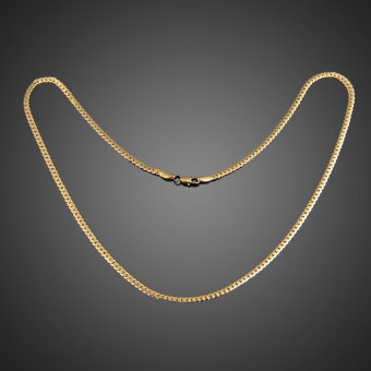 Fashion Simple Design Gold Plated Flat Curb Chain Necklace For Men Women June 2018 - 3 Fashion Simple Design Gold Plated Flat Curb Chain Necklace for Men Women - 3